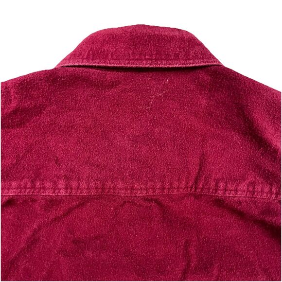 Vintage Lands End Chamois Flannel Shirt Men L Red Work Long Sleeve Chest Pockets - Picture 7 of 10